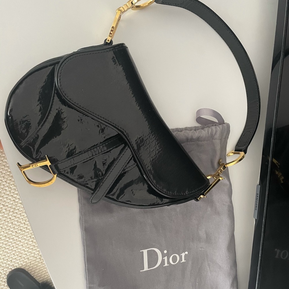 Dior Patent Leather Saddle Bag. Authentic